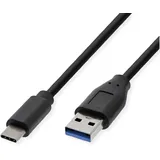 roline recycled material USB-A auf USB-C 0,5 m Schwarz