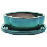 Bonsai-Schale mit Unterteller Gr. 2 - Grün - haitang/oval  - Modell I5