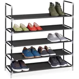 Relaxdays Schuhregal Stecksystem, 5 Ebenen, Schuhablage für 20 Paar Schuhe, Metall & Stoff, HBT 90,5x87x29,5 cm, schwarz