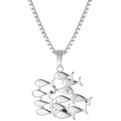 trendor 41184 Damen-Halskette mit Fischschwarm-Anhänger Silber 925, 45 cm