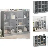 Vidaxl - Bücherregal Mit Türen Betongrau 136x37x109 Cm Holzwerkstoff - Buche Regal - Wohnzimmer Möbel - Sideboard - Regalsystem - Bücherständer