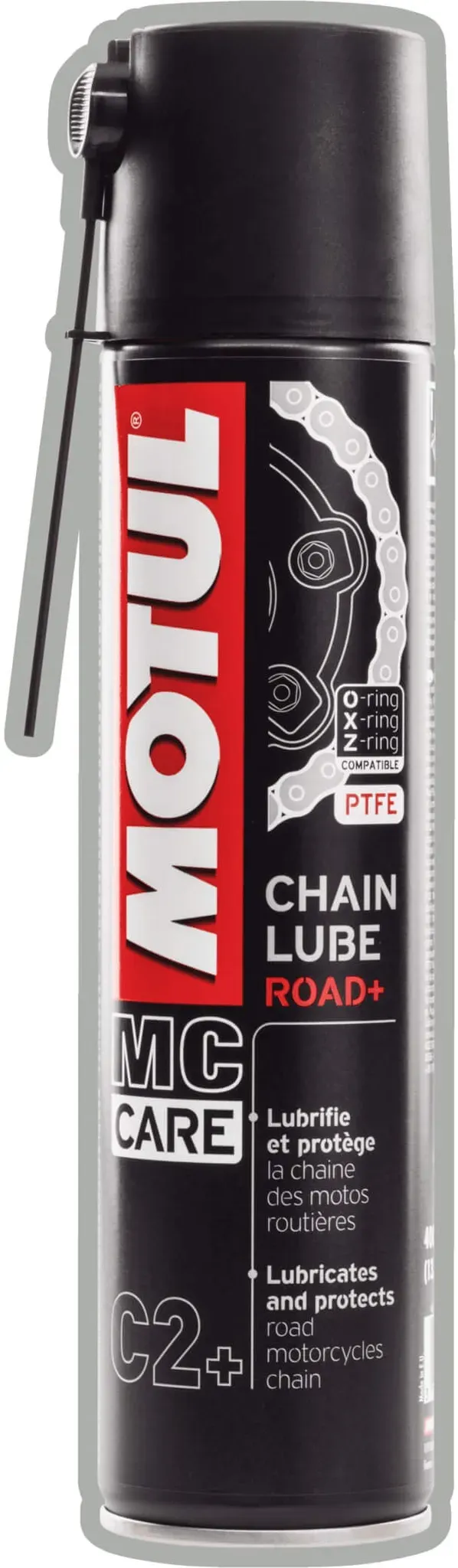 MOTUL MC CARE C2+ CHAIN LUBE ROAD, wit, synthetische kettingspray met PTFE additieven, 400ML, 0-5l