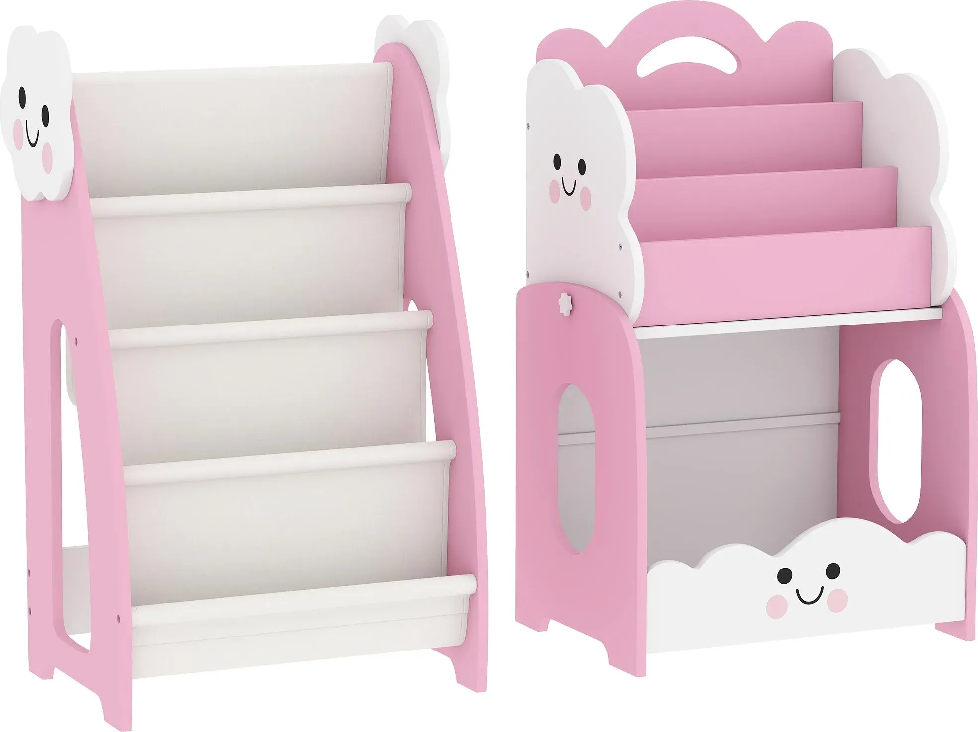 AIYAPLAY Kinderregal Bücherregal Kinder mit Organizer, Magazinregal Spielzeugregal für 3-8 Jahre Kinderzimmerregal für Spielzeug Bücher für Spielzimmer Kinderzimmer 85,5 x 32 x 72 cm Rosa   Aosom