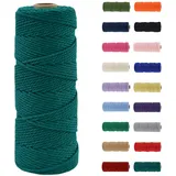 MORAINJAY Makramee Garn 3mm, Makramee Garn Dunkelgrün, Makramee Baumwollgarn 3mmx100m, Baumwollkordel Natur, Baumwoll Bastelschnur für Basteln Stricken Boho Deko DIY Handwerk Wandbehang Wohnzimmer