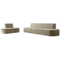 Fun Möbel Polstergarnitur Sofaset Designersofa MILOT 3-1 in Stoff, (Set, 2-tlg), Rundumbezug beige