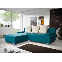 Fun Möbel Ecksofa Sofa LUCY mit Schlaffunktion Türkis/ Beige Ottomane Links