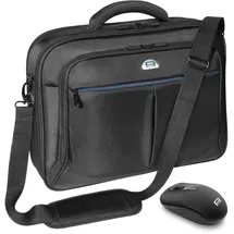 PEDEA Laptoptasche "Premium" Umhängetasche Notebook-Tasche 15,6 Zoll (39,6cm) inkl. Schnurloser Maus, schwarz