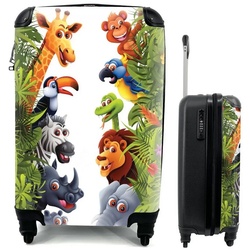 MuchoWow Handgepäckkoffer Dschungel – Tiere – Jungen – Mädchen – Giraffe – Elefant – Kinder, 4 Rollen, Reisetasche mit rollen, Handgepäck für Ferien, Trolley, Reisekoffer bunt