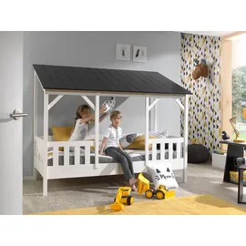 Vipack Hausbett 90 x 200 cm Kiefer lackiert schwarz-weiß