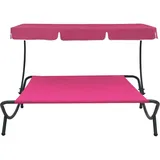 vidaXL Garten-Sonnenliege mit Sonnendach 200 x 173 x 135 cm rosa