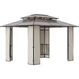 Outsunny Pavillon mit Sonnendach aus Polycarbonatplatten UV-Schutz wasserabweisend Robust Brau