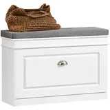 SoBuy Schuhschrank mit Klappe Schuhbank mit Sitzkissen Schuhkommode Sitzbank Weiß, bht ca.: 75x51x24cm
