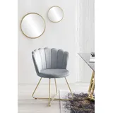 SalesFever Muschelstuhl 2er Set - Samt hellgrau - 369258