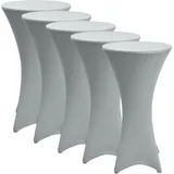 Beautissu Stehtischhusse Stretch Silber Ø80 cm 5er Set
