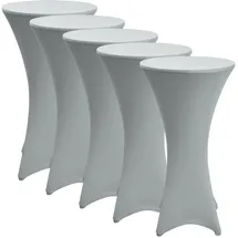 Beautissu Stehtischhusse Stretch Silber Ø80 cm 5er Set