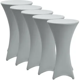Beautissu Stehtischhusse Stretch Silber Ø80 cm 5er Set