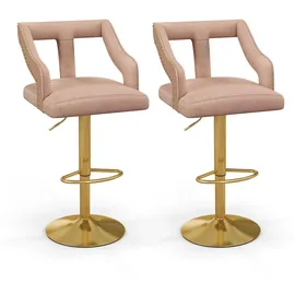 Costway Barhocker Samt rosa 2er Set