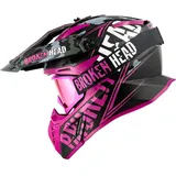Broken Head Crosshelm Squadron Rebelution V3 Pink + MX-2 Brille Pink Verspiegelt