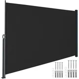 Tectake Seitenmarkise 200 x 300 cm schwarz Aluminium