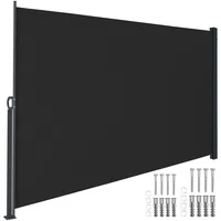 Tectake Seitenmarkise 200 x 300 cm schwarz Aluminium