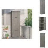 Vidaxl - Gartenschrank Grau 59x40x180 cm Poly Rattan - Gartenschrank - Outdoor Möbel - Stauraumspeicher - Wetterfest - Holzoptik