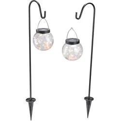 Solar Steckleuchte Hängeleuchte für außen SMART GLOBE | 2er Set Crackle Balls Dekoleuchte Bruchglas-Kugel | Stecklichter | AKKU IP44 wetterfest 102314