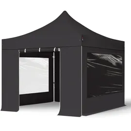 TOOLPORT Faltpavillon 3 x 3 m inkl. 4 Seitenteile Schwarz