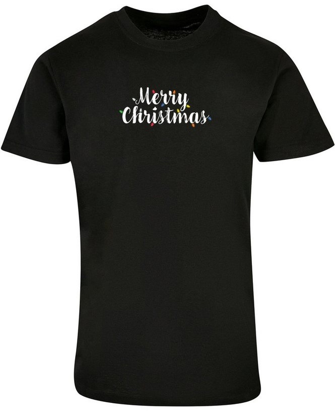 Merchcode T-Shirt Merchcode Herren Merry Christmas Lights Basic Round Neck T-Shirt (1-tlg) schwarz 3XL