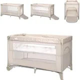 Lorelli Reisebett Carina 2 Ebenen Matratze Tragetasche faltbar Räder mit Bremse beige
