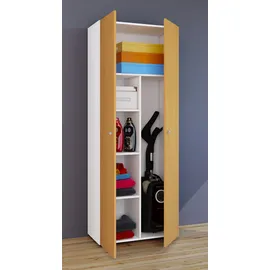 VCM Holz Besenschrank Staubsauger Putzschrank Vandol K 70 x 40 x 0 cm Braun/Weiß