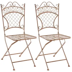 CLP 2er Set Eisen-Klappstuhl Adelar im nostalgischen Design I Klappbarer Gartenstuhl mit edlen Verzierungen I Verschiedenen Farben erhältlich