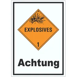 HB-Druck Aufkleber Explosionsgefahr Achtung Explosives A8 (52x74mm)
