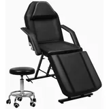 Hironpal Kosmetikstuhl Massagebett Kosmetikliege mit Hocker Schwarz Neu