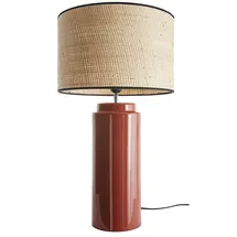 miliboo Tischleuchte aus emaillierter Keramik in Terracotta mit Lampenschirm aus naturfarbenem Bast H64 cm MAJES