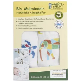 gr�nspecht 2 Mullwindeln 70x70cm - geometrische Tiere