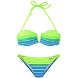 VENICE BEACH Bandeau-Bikini, Damen türkis-gestreift, Gr.32 Cup A/B,