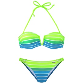 VENICE BEACH Bandeau-Bikini, Damen türkis-gestreift, Gr.32 Cup A/B,