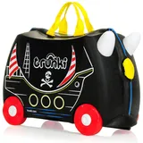 Trunki Handgepäck Und Kinderkoffer zum Draufsitzen | Kinder Risen Geschenk für Mädchen Und Jungen | Trolley Pedro Pirat (Schwarz)