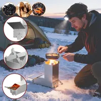 XINZI Rocket Stove Hochleistungs-Raketenofen, Leicht & Kompakt, Ideal für Outdoor-Kochen & Mobile Wärme, Silber