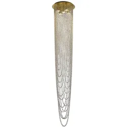 Licht-Erlebnisse Pendelleuchte BENIVA Dimmbar Messing Metall Glas LE120978