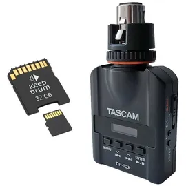 Tascam DR-10X Recorder mit SD-Karte 32 GB (Handheld), Audiorecorder, Schwarz