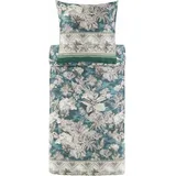 BASSETTI BOBOLI Bettwäsche + 1 Kissenhülle aus 100% Baumwollsatin in der Farbe Grün V1, Maße: 135x200 + 1 K 80x80 cm - 9329896