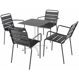 Oviala - Tisch 60x60 cm Schiefer und 4 Stühle aus grauem Metall