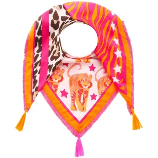 Modetuch ZWILLINGSHERZ, Damen, pink, Viskose, gemustert, modisch, Modetücher, mit Allover-Print, Tasseln und kleiner Fransenkante