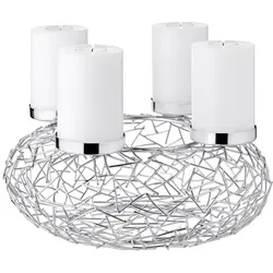 EDZARD Adventskranz Milano, Edelstahl glänzend vernickelt, Durchmesser 34 cm