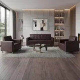 Mendler 3-1-1 Sofagarnitur Kunda, Couch Loungesofa Kunstleder, Metall-Füße ~ coffee