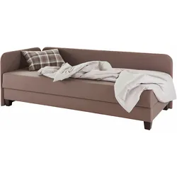 Gästebett MAINTAL, grau (taupe, taupe), Struktur Holzwerkstoff, Liegefläche B/L: 90cm x 200cm, Bonnell-Federkernmatratze, Faltbetten, mit Umbau und Bettkasten