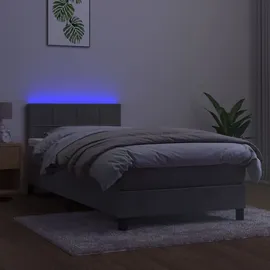 vidaXL Boxspringbett mit Matratze & LED Hellgrau 90x190 cm Samt