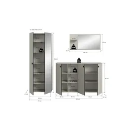 Möbel Boss Garderobenkombination 3-teilig  Station 235 x 37 x 192 cm creme