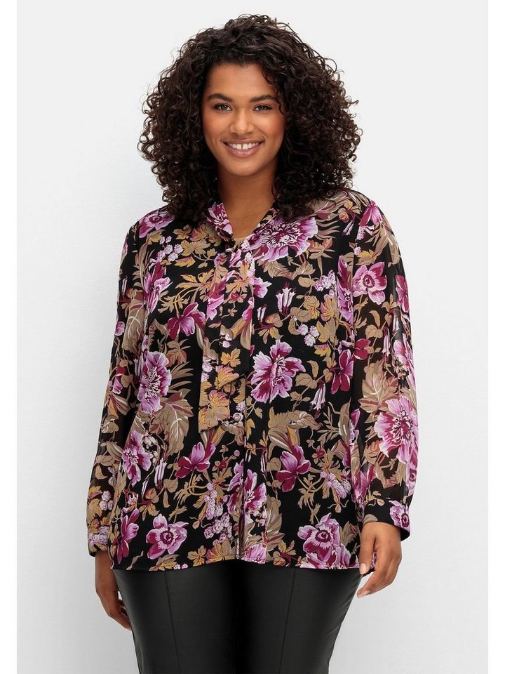 sheego by Joe Browns Chiffonbluse Große Größen in A-Linie, mit Jersey-Futter schwarz 50